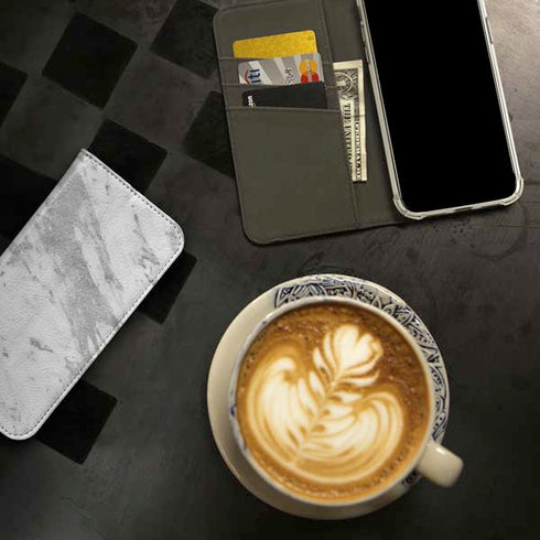 Silver Marble iPhone 15 Pro Folio Case